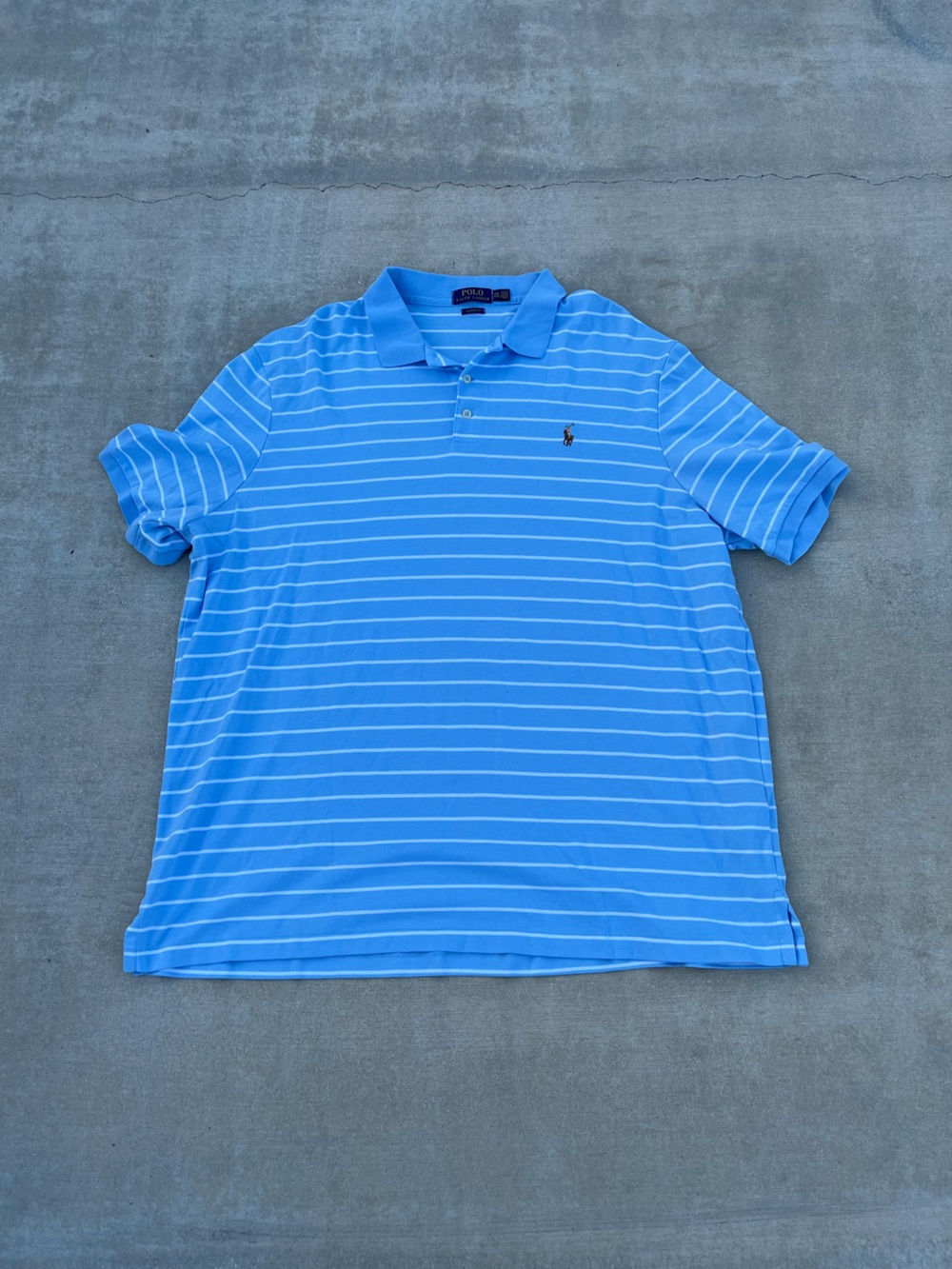 Polo by Ralph Lauren Light Blue & White Striped Short-Sleeve Polo size XXL